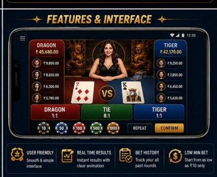 Tiranga Dragon Tiger features and interface