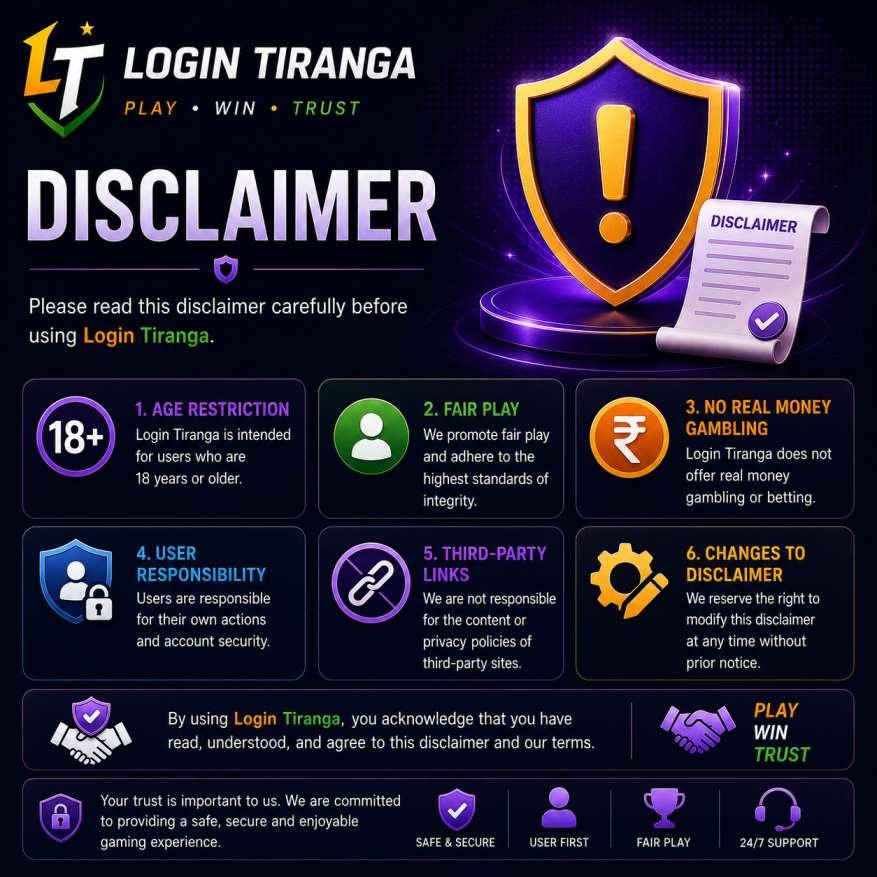 Login Tiranga Disclaimer
