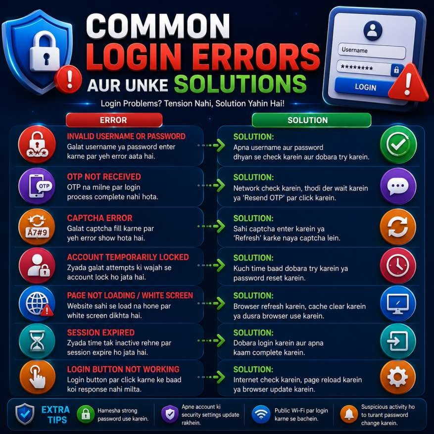 Login Tiranga common login errors