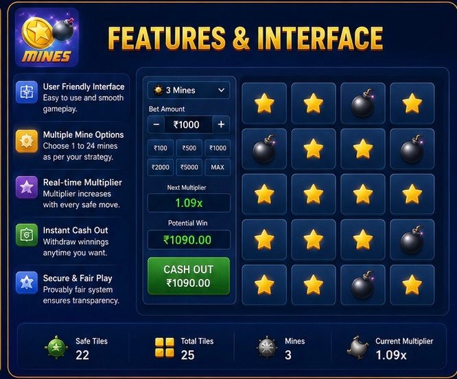 Tiranga Mines features and interface