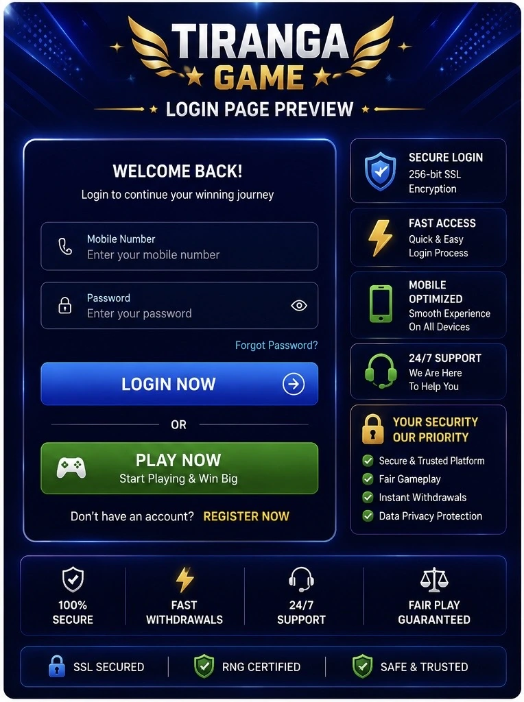 Tiranga Game Login guide